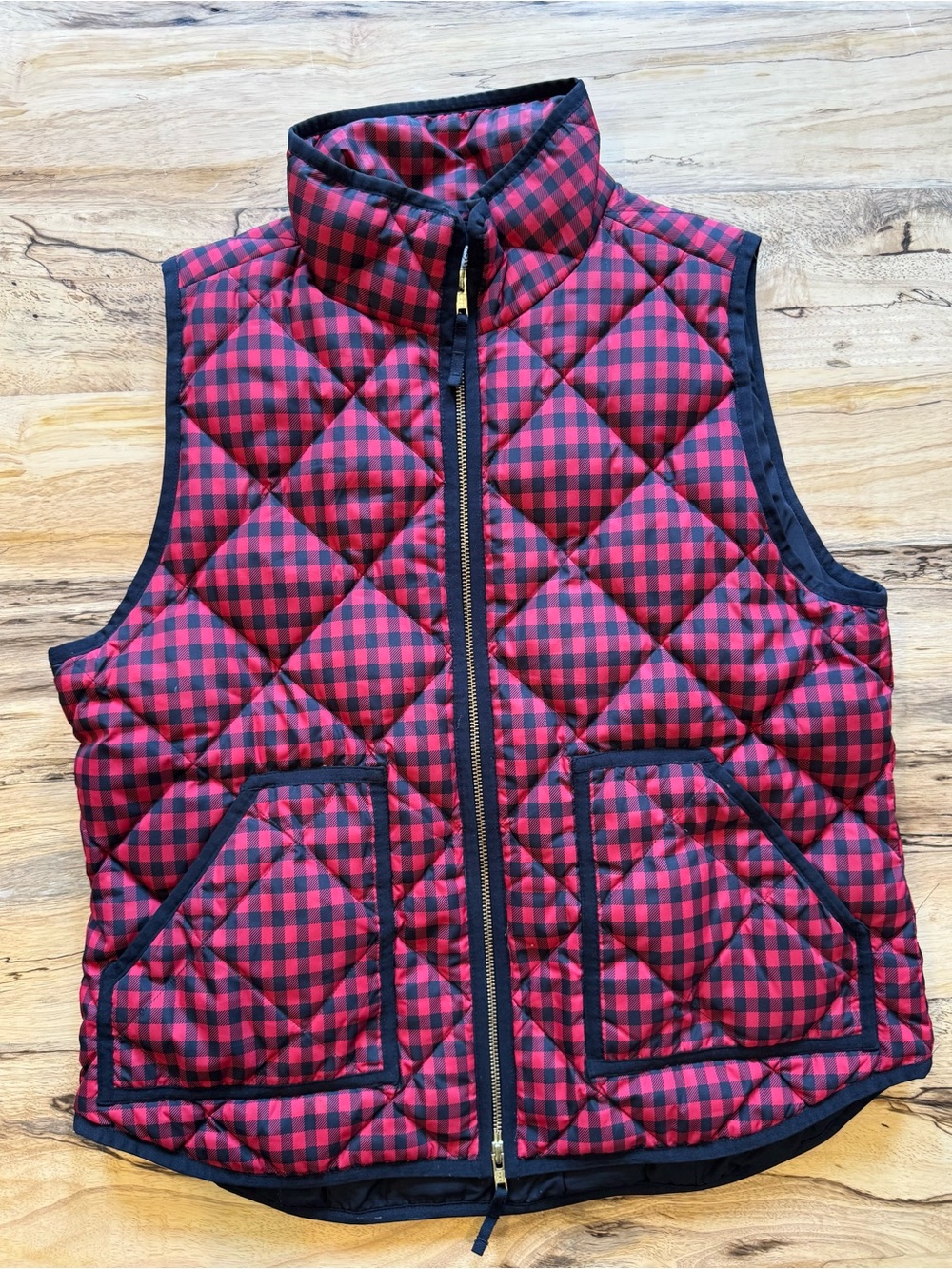 J. Crew Red & Black Buffalo Plaid Quilted Vest
